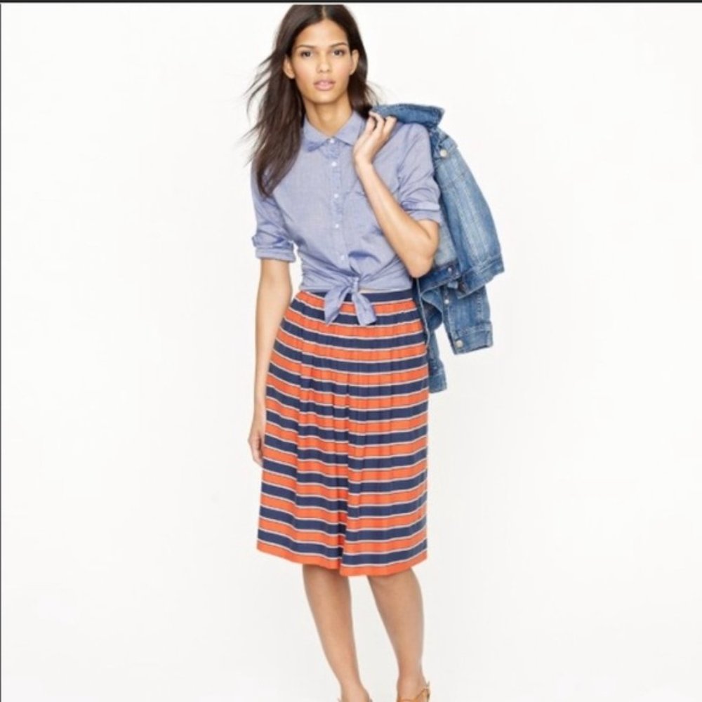J. CREW SKIRT "Gondola" - Red White Blue Striped A-line Silk Size 6
